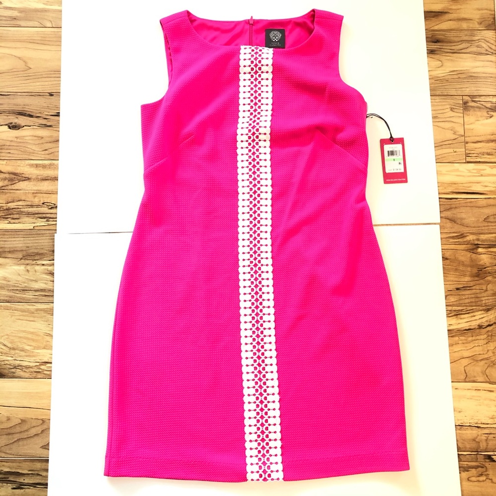 NWT Vince Camuto hot pink dress size 8 zips up bac - Picture 1 of 12